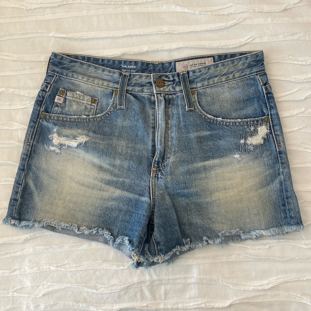 AG Adriano Goldschmied Denim Shorts Sadie High Rise Size 26R Distressed